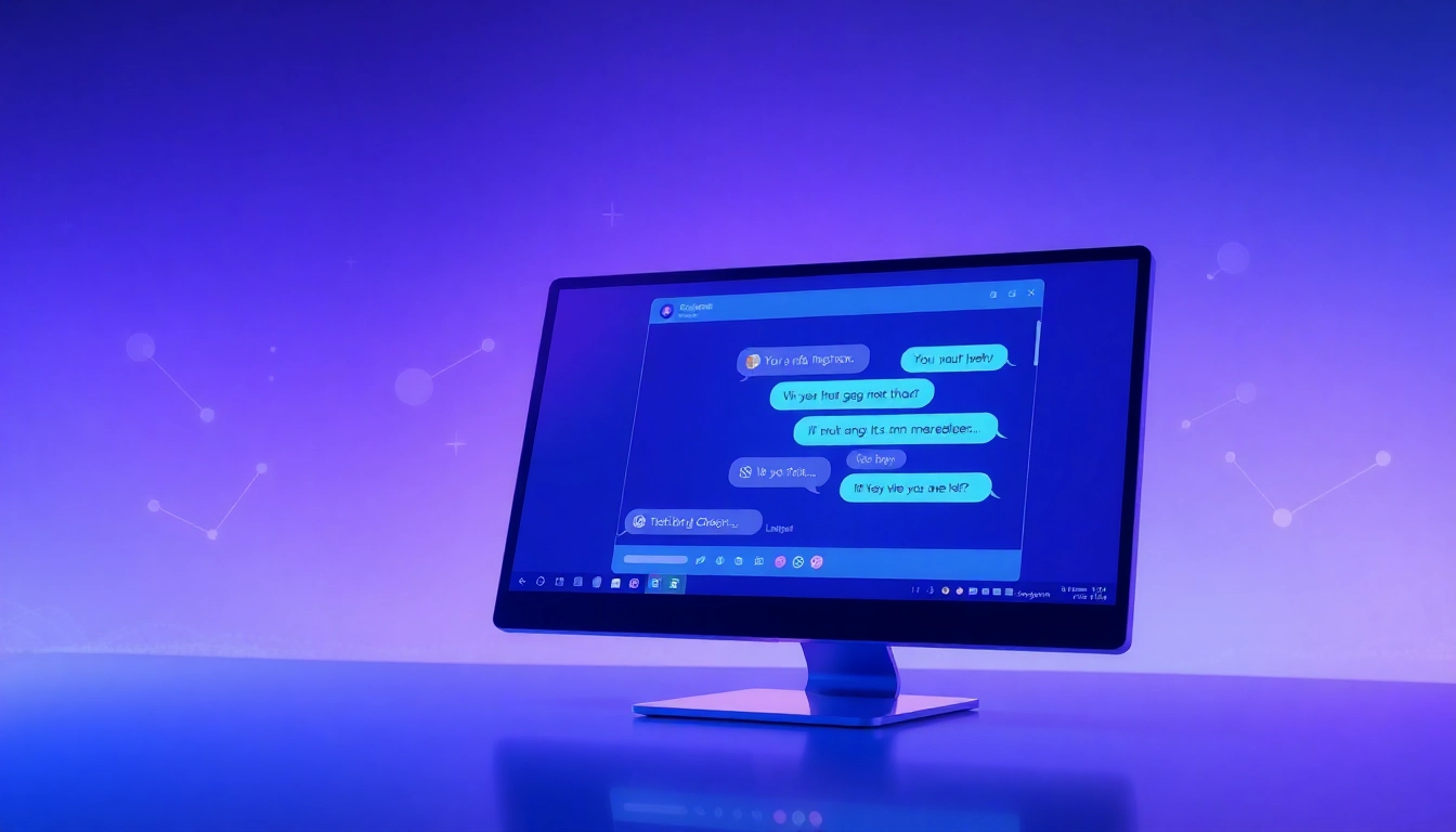 Futuristic AI chatbot interface with digital holograms and glowing data streams.