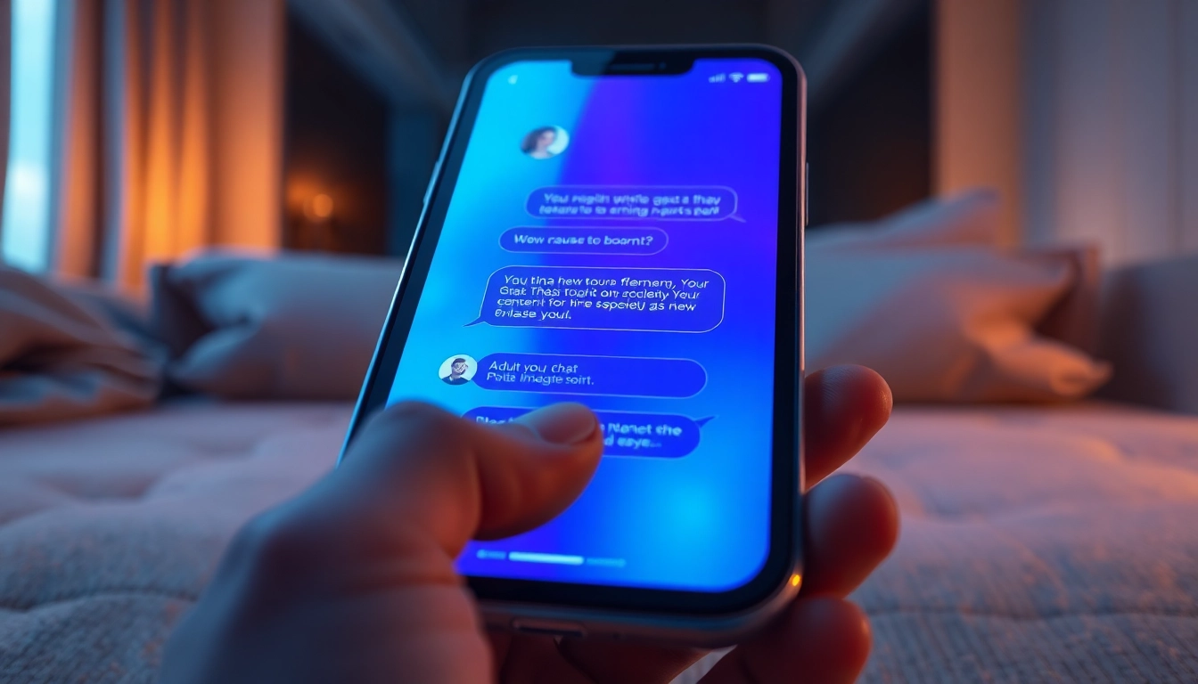 Close-up of a smartphone screen showing an AI chat conversation in a cozy, modern setting.